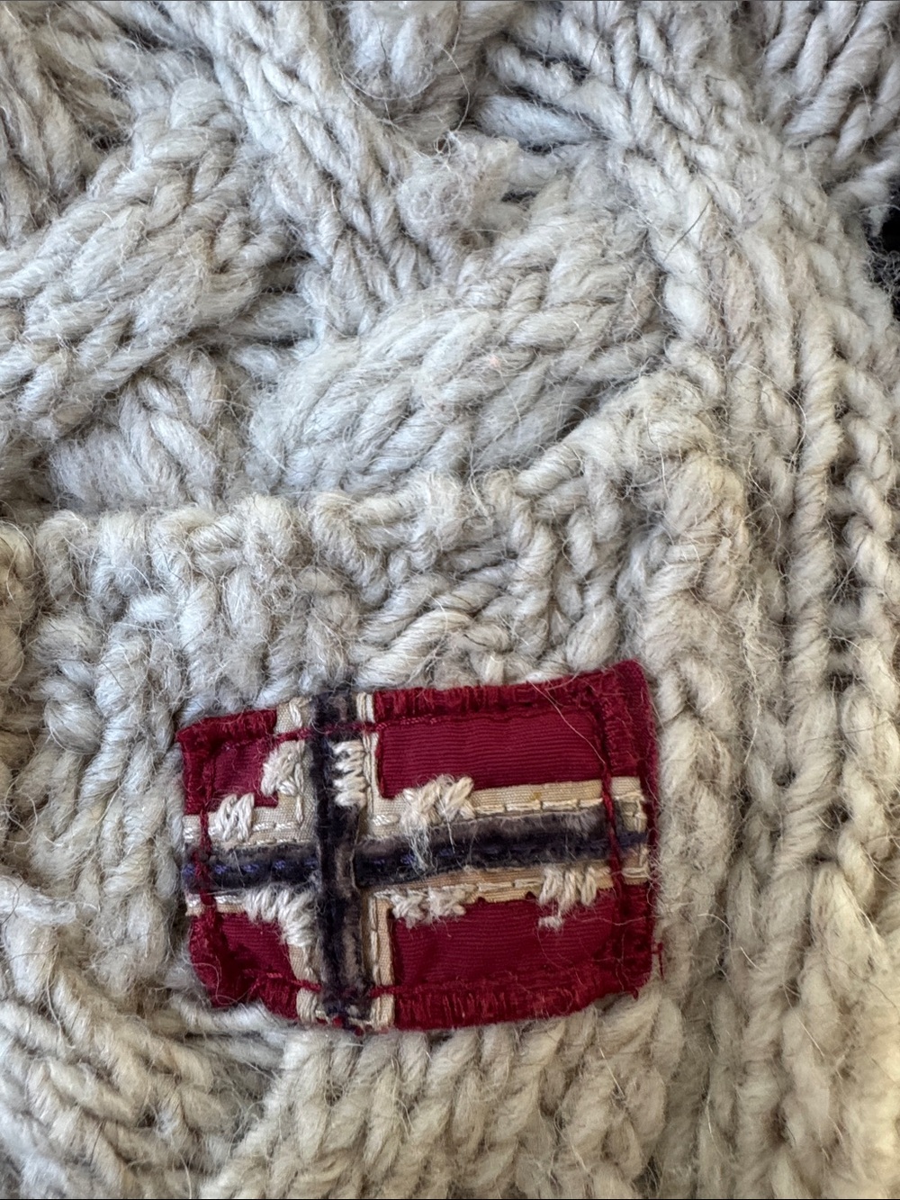 Napapigri wool/ alpaca blend Cable Knit hooded Cardigan Sweater - Beige - Picture 2 of 5